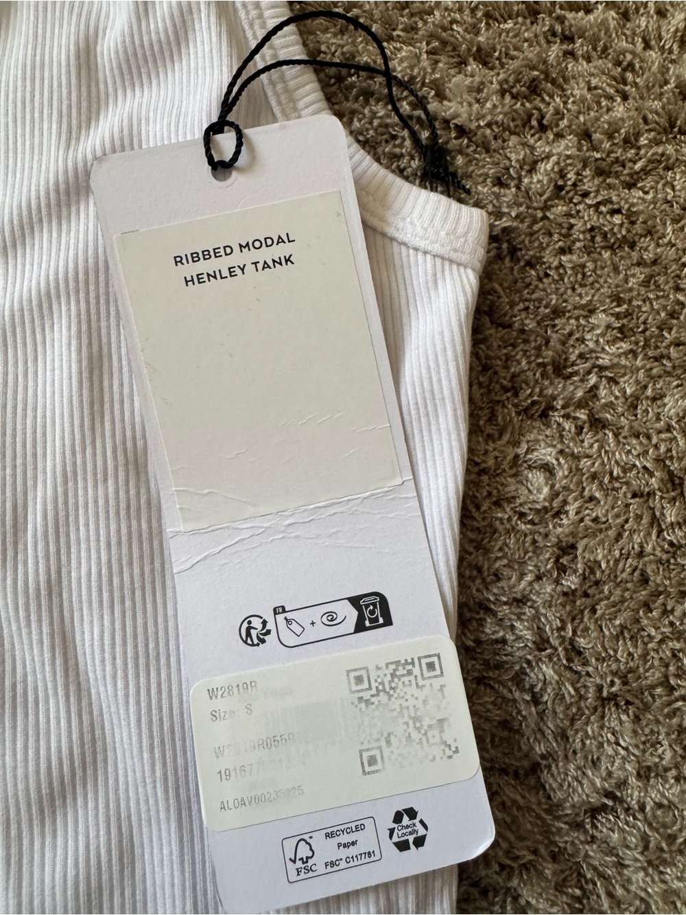 Alo Ribbed Modal Henley Tank - Picture 2 of 4